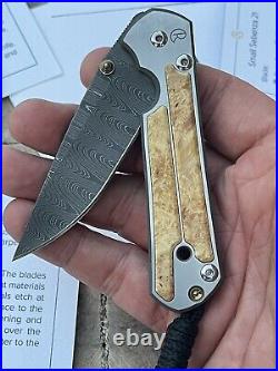 Chris Reeve Knives Small Sebenza 21 Box Elder Inlay w Ladder D@mascus Drop Point