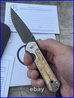 Chris Reeve Knives Small Sebenza 21 Box Elder Inlay w Ladder D@mascus Drop Point