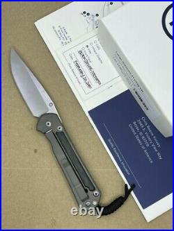 Chris Reeve Large Sebenza 21 Knife Titanium Handles Black Canvas Micarta LEFT
