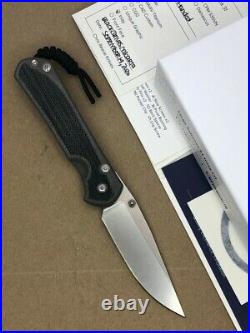 Chris Reeve Large Sebenza 31 Drop Point Micarta Canvas Black Inlay Left Hand