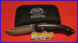 Citadel 5 Handmade Folding Knife Bolar N690 Blade Black Micarta Handle Filework