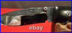 Citadel 5 Handmade Folding Knife Bolar N690 Blade Black Micarta Handle Filework