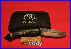 Citadel 5 Handmade Folding Knife Bolar N690 Blade Black Micarta Handle Filework