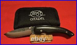 Citadel 5 Handmade Folding Knife Bolar N690 Blade Black Micarta Handle Filework