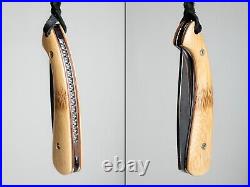 Citadel Handmade Trident Folder Knife Bamboo Scales 8 OA DHN7 Steel NEW Superb