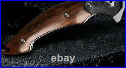 Clip Point Folding Knife Pocket Ball Bearing Hunting Survival M390 Steel Wood S