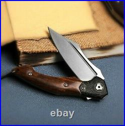 Clip Point Folding Knife Pocket Ball Bearing Hunting Survival M390 Steel Wood S