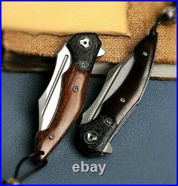 Clip Point Folding Knife Pocket Ball Bearing Hunting Survival M390 Steel Wood S