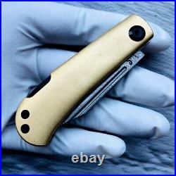 Clip Point Folding Knife Pocket Hunting Survival Damascus Steel Brass Handle EDC