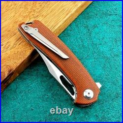 Clip Point Folding Knife Pocket Hunting Survival M390 Steel Titanium Flax Handle