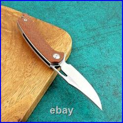 Clip Point Folding Knife Pocket Hunting Survival M390 Steel Titanium Flax Handle