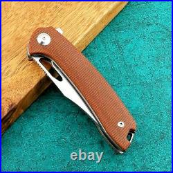 Clip Point Folding Knife Pocket Hunting Survival M390 Steel Titanium Flax Handle