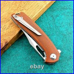 Clip Point Folding Knife Pocket Hunting Survival M390 Steel Titanium Flax Handle