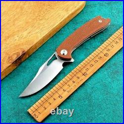 Clip Point Folding Knife Pocket Hunting Survival M390 Steel Titanium Flax Handle