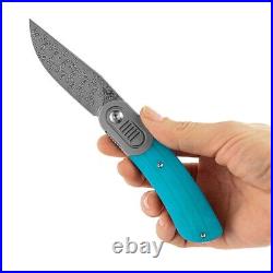 Clip Point Knife Folding Pocket Hunting Survival Camp Damascus Steel Tiffany G10