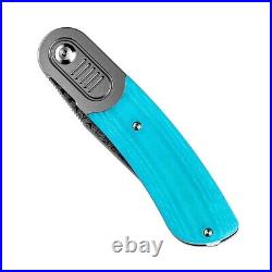 Clip Point Knife Folding Pocket Hunting Survival Camp Damascus Steel Tiffany G10