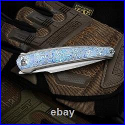 Collectible Drop Point Folding Knife Pocket Hunting Survival M390 Steel Titanium