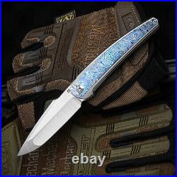 Collectible Drop Point Folding Knife Pocket Hunting Survival M390 Steel Titanium