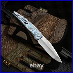 Collectible Drop Point Folding Knife Pocket Hunting Survival M390 Steel Titanium