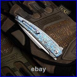 Collectible Drop Point Folding Knife Pocket Hunting Survival M390 Steel Titanium