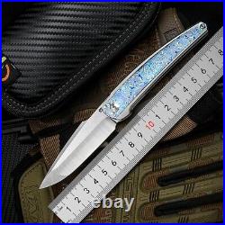 Collectible Drop Point Folding Knife Pocket Hunting Survival M390 Steel Titanium