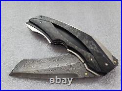 Corrie Schoeman Knives X-Ecute, Texas Damascus, Marble CF, 4 Citrine, MOP, Filed