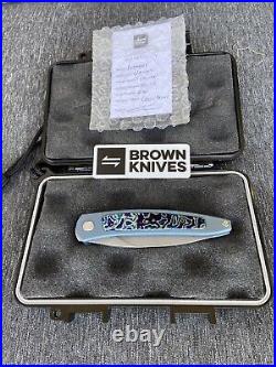 Craig Brown Custom Exponent Knife#61-Blue Titanium withWhite Timascus Inlay