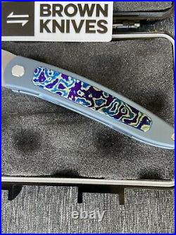 Craig Brown Custom Exponent Knife#61-Blue Titanium withWhite Timascus Inlay