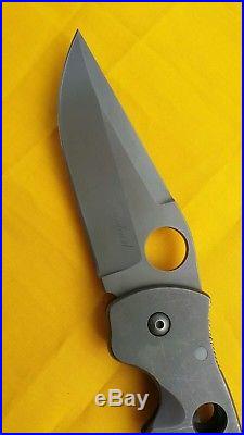 Crawford Kasper Custom Fighting Folder Knife Spydrhole Blade Framelock Titanium