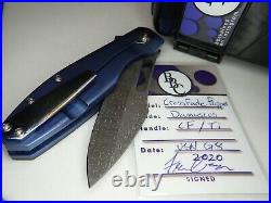 Crossfade Flipper Blue MokuTi Knife Titanium Carbon Fiber Damascus Blade $960