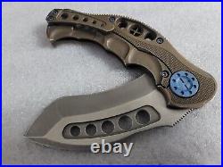 Curtiss Knives Custom BMF, SPOT Pivot, Textured Titanium, 3.75 Recurve Blade