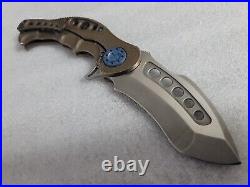 Curtiss Knives Custom BMF, SPOT Pivot, Textured Titanium, 3.75 Recurve Blade