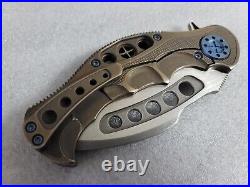 Curtiss Knives Custom BMF, SPOT Pivot, Textured Titanium, 3.75 Recurve Blade