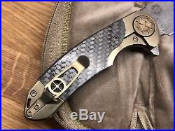 Curtiss Knives F3 Large Wharncliffe Damasteel Gold/CF Double BolsterLock NEW