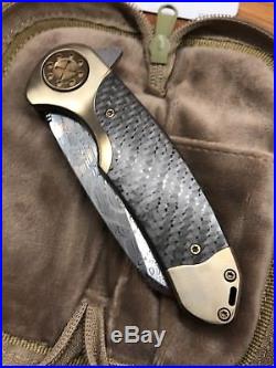 Curtiss Knives F3 Large Wharncliffe Damasteel Gold/CF Double BolsterLock NEW