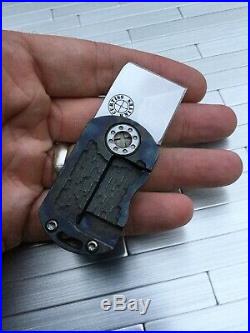 Curtiss Knives ODT Dogtag Flipper Knife Jigged Titanium Blue Green Ano New