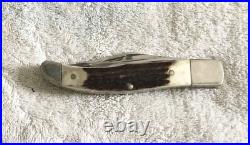 Custom B W Smith & Sons Stag 2 Blade Folding Hunter Pattern Knife