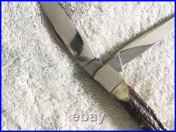 Custom B W Smith & Sons Stag 2 Blade Folding Hunter Pattern Knife