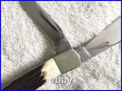 Custom B W Smith & Sons Stag 2 Blade Folding Hunter Pattern Knife