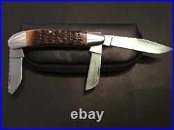 Custom Bill Simons 3 Blade Stockman Jigged Bone Slipjoint Folder Folding Knife