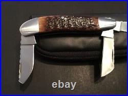 Custom Bill Simons 3 Blade Stockman Jigged Bone Slipjoint Folder Folding Knife