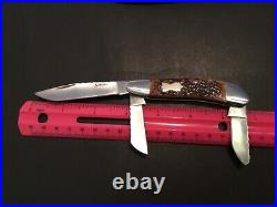 Custom Bill Simons 3 Blade Stockman Jigged Bone Slipjoint Folder Folding Knife