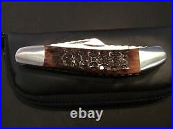 Custom Bill Simons 3 Blade Stockman Jigged Bone Slipjoint Folder Folding Knife