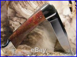 Custom Buck 110 Knife Dinosaur Gem Bone Fossil Handle Nickel Silver REDRUMMD