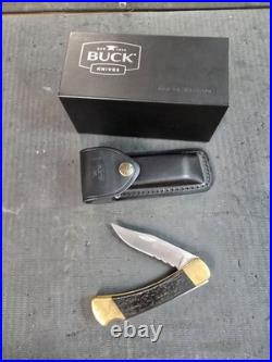 Custom Buck 110 Knife With Leather Sheath. New In box