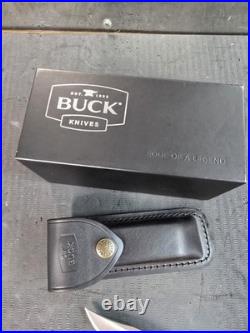 Custom Buck 110 Knife With Leather Sheath. New In box