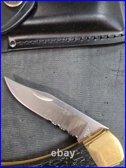 Custom Buck 110 Knife With Leather Sheath. New In box