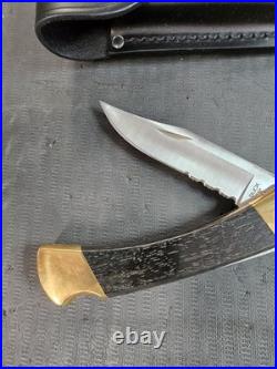 Custom Buck 110 Knife With Leather Sheath. New In box