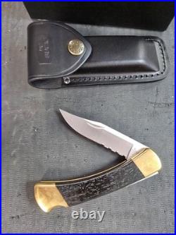 Custom Buck 110 Knife With Leather Sheath. New In box