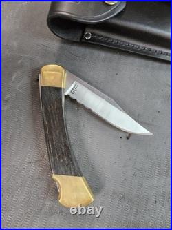 Custom Buck 110 Knife With Leather Sheath. New In box